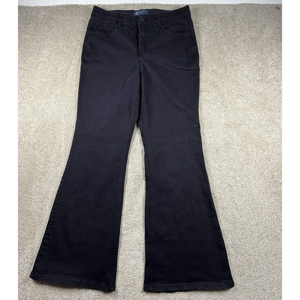 Democracy Jeans Womens 14 Black Boot Cut Stretch Denim Boho Comfort Ab Solution